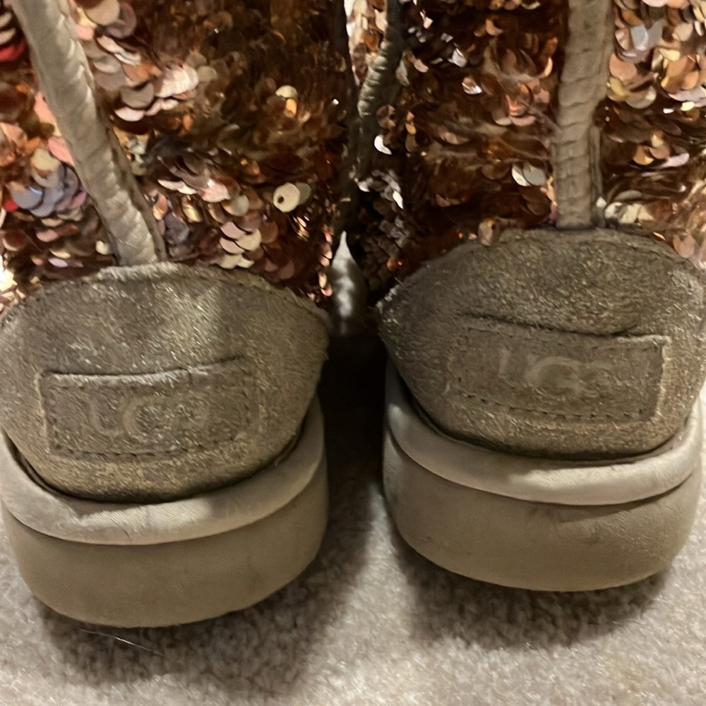 Ugg Boots Gold Sequin With Tan In Very Good Condi… - image 5